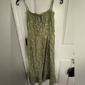 girls green maxi dress with floral print